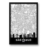 Quadro Mapa Urbano Cidade De São Paulo 40x60cm