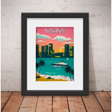 Quadro Miami Eua Retro