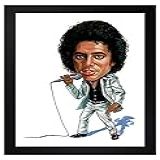 Quadro Michael Jackson Caricatura Tamanho 35x25cm Com Vidro