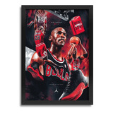 Quadro Michael Jordan Basquete Nike Nba Pôster C Moldura A3