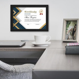 Quadro Moldura A4 21x30 Certificado Diploma Álvara Curso 24h Cor Preto