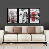 Quadro Mosaico Londres Roda Gigante Telefone Com Moldura