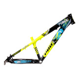 Quadro Mtb 26 Rustic Pro x Alumínio Freeride Wheeling Grau Cor Preto amarelo Tamanho Del Quadro 13