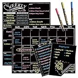 Quadro Negro Magnético Calendário Mensal Conjunto De Quadro Negro Semanal Com Marcadores De Giz Líquido Brilhante Neon Lista De Compras De Bônus E Quadro Negro Para Geladeira Incluídos