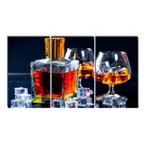 Quadro Painel Bar Bebidas Whisky Churrasco - 3 Placas 90 Cm