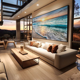 Quadro Paisagem Decoração Sala Praia Por Do Sol 150x100