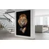 Quadro Para Sala Gigante Leão Dourado Luxo 180x120 Lindo Cor Preto Cor Da Armação Pinus Interna