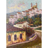 Quadro Pintura Óleo Casario Ouro Preto 30x40cm