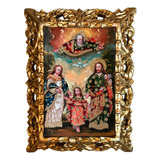 Quadro Pintura Óleo Sobre Tela Sagrada Família 30x40 Cm