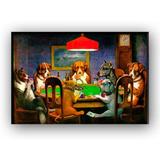 Quadro Placa Cachorros Jogando Poker Cartas