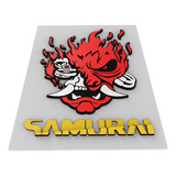 Quadro Placa Cyberpunk 2077 Samurai  Decoração Gamer 60cm