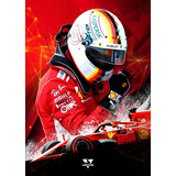 Quadro Placa Mdf Decoração Sebastian Vettel F1 Poster