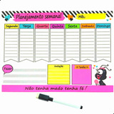 Quadro Planner Semanal Metal Lousa Anotações C Caneta