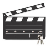 Quadro Porta Chaves Claquete Cinema Mdf Vazado 3mm 20x17 Cor Preto Fosco