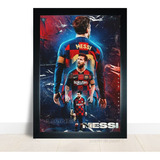 Quadro Poster Arte Lionel Messi Futebol Barcelona 43x33cm A3