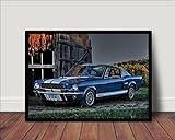 Quadro Poster C Moldura Carro Antigo Retro Mustang P4568