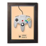 Quadro Poster C moldura Controle Nintendo 64 Retro Game 