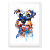 Quadro Poster Cachorro Schnauzer Colorido Moldura