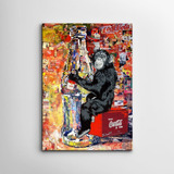 Quadro Poster Decoração Banksy Coca Cola Garrafa Macaco