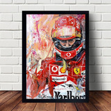 Quadro Poster Formula 1 Michael Schumacher Moldura 43x33cm
