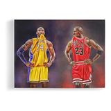 Quadro Poster Mdf Decoração Kobe Bryant E Michael Jordan