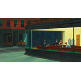 Quadro Poster Mdf Nighthawks Edward Hopper