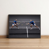 Quadro Poster Rafael Nadal e roger Federer a3 moldura 33x45