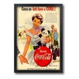 Quadro Propaganda Antiga Coca Cola Com Moldura A1 84x60 Cm B