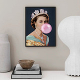 Quadro Queen Elizabeth With Bubblegum 45x34cm Com Vidro