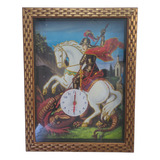 Quadro Relógio São Jorge Guerreiro Decorativo