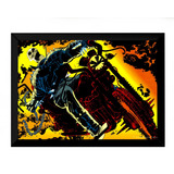 Quadro Retro Arte Gibi Motoqueiro Fantasma Hq 42x29cm
