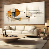 Quadro Sala Abstrato Formas Geometricas Decorativo 130x70 Cor Colorido Armação Impresso Nas Laterais 3cm