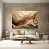Quadro Sala Ondas Marrom Tons Elegante 100x150cm