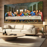 Quadro Sala Santa Ceia Religioso Jesus Decorativo 160x90 Cor Colorido Armação Impresso Nas Laterais 3cm