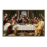 Quadro Santa Ceia 60x120 Com Moldura Sala