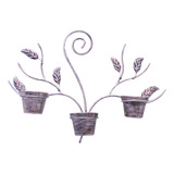 Quadro Suporte Decorativo Com 3 Mini Vasos Ferro Envergado