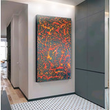 Quadro Tela Abstrato Sala Pintado Vertical Pollock Pintura