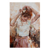 Quadro Tela Canvas Menina Rosa Pintura Branco Flor 75x50