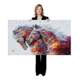 Quadro Tela Decorativo Sala Arte Cavalo Abstrato 130x70