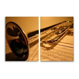 Quadro Trompete E Partitura Instrumentos Decorativo