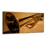 Quadro Trompete Partitura Instrumentos Tecido Canvas 130x60