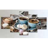 Quadro Xicaras Café 5 Peças Mosaico Mdf 6mm
