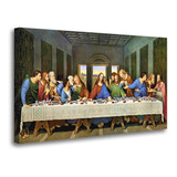 Quadros 3d Grande Tela Santa Ceia Escultura Jesus 130x70 Cor Preto Cor Da Armação Revestido Em Tecido Canvas Com Borda Infinita