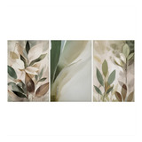 Quadros Decorativo 3 Peças Abstrato Folhagens Verde Natureza