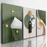 Quadros Decorativos Abstrato Geométrico Gold Green Sala 3 Pç