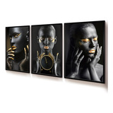 Quadros Decorativos Abstrato Mulher Relógio Trio 40x60 Sala