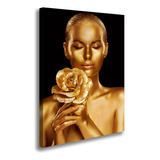 Quadros Decorativos Abstrato Mulheres Tela Dourado