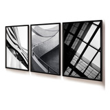 Quadros Decorativos Arquitetura Cinza Vidro Trio 40x60 Sala