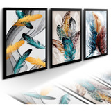 Quadros Decorativos Asas Luxo Pena Moderno Trio Super Grande