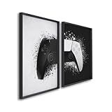 Quadros Decorativos Controle De Vídeo Game Preto E Branco Dualidade Gamer Preto 60x90 S Vidro